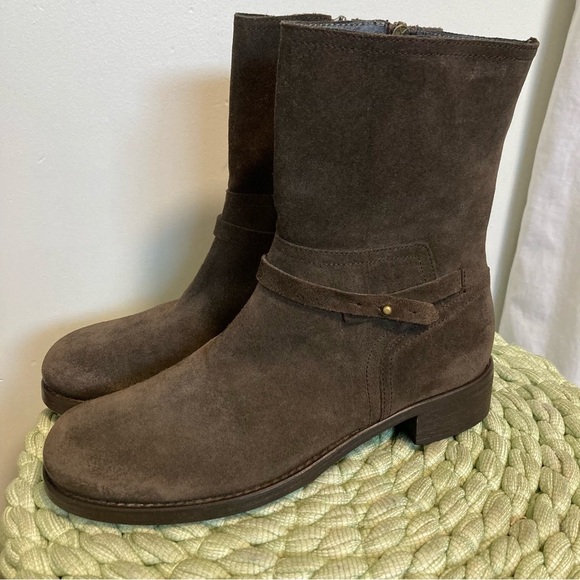 NWOB ALBERTO FERMANI Seppia Brown  Suede Mid Calf Moto Boots - Picture 3 of 11